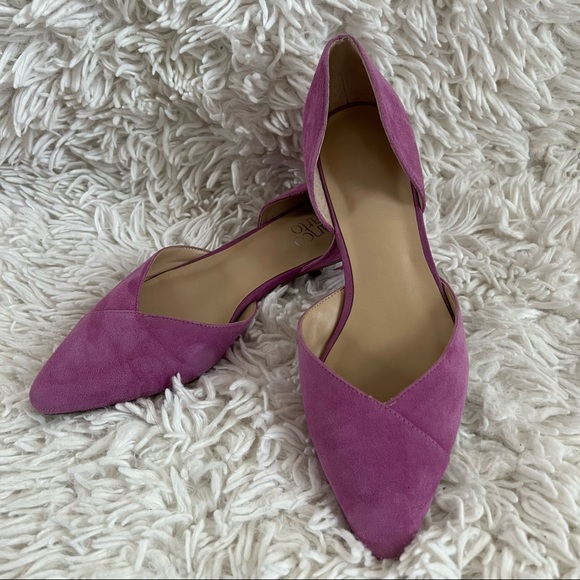 Franco Sarto Shoes - Franco Sarto Suede fuchsia violet purple pointy toe flats silver back size 7.5